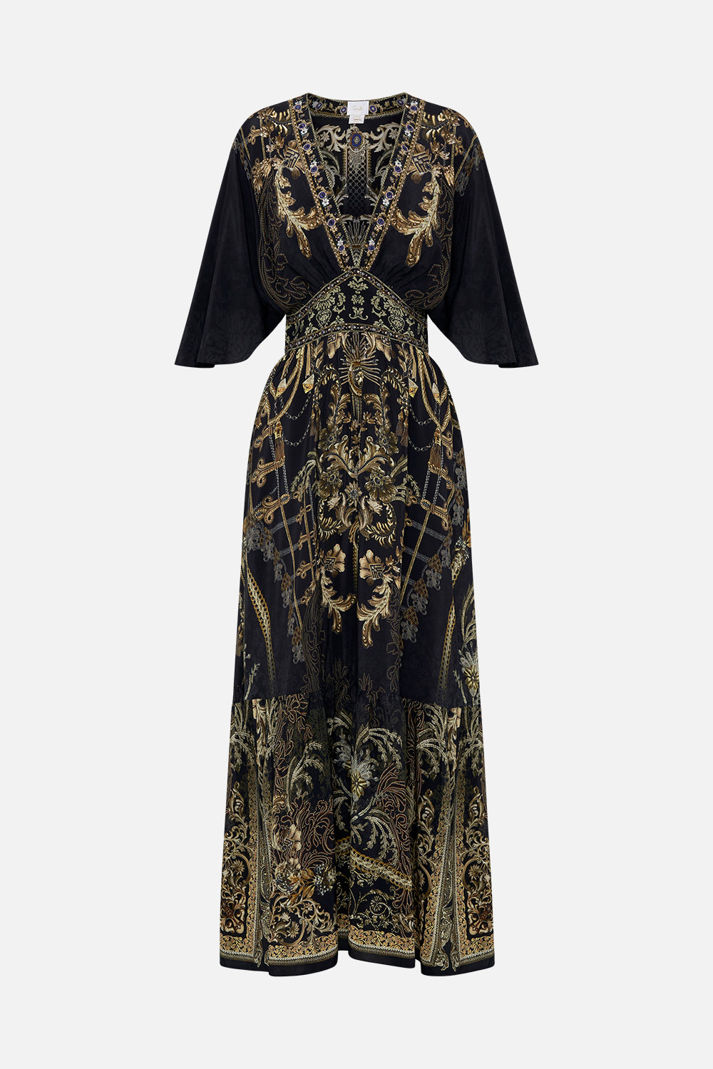 WAISTED DRESS WITH HEM RUFFLE THE NIGHT IS NOIR