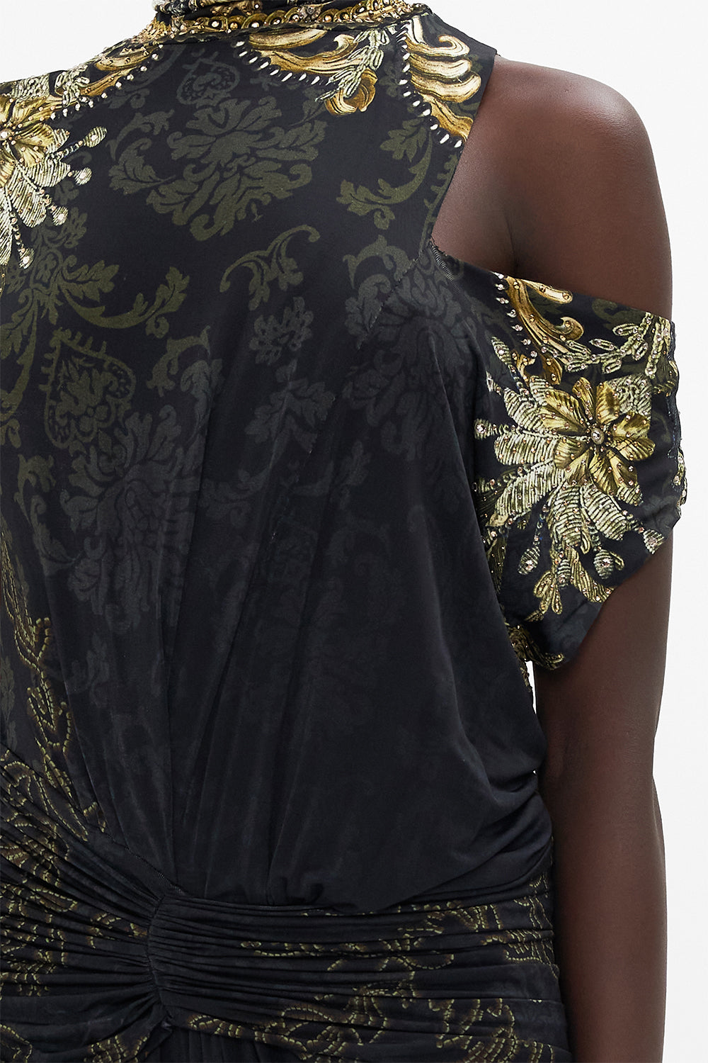 GATHERED COLUMN JERSEY DRESS THE NIGHT IS NOIR