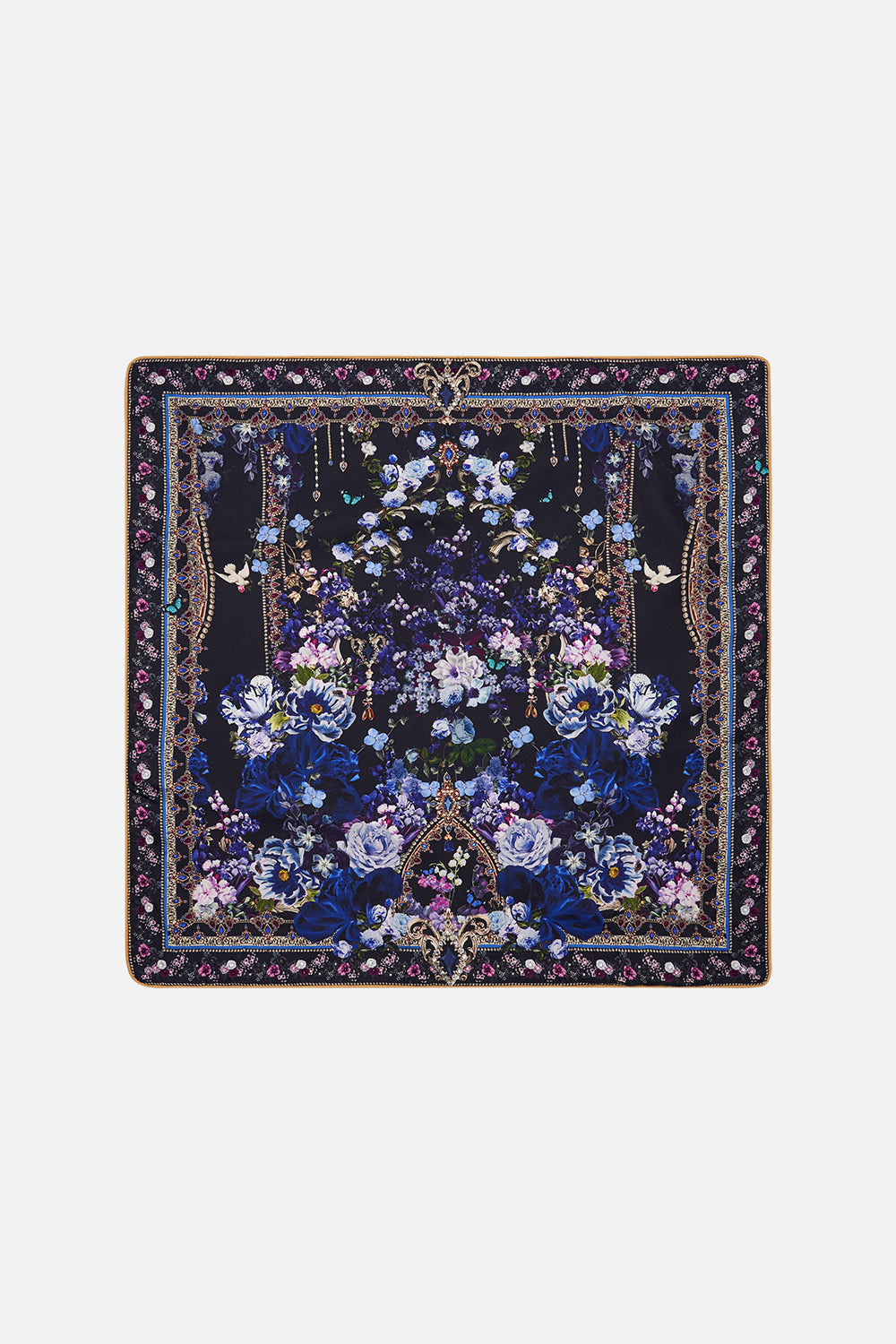 Large Square Cushion Obsidian Bloom print by CAMILLA