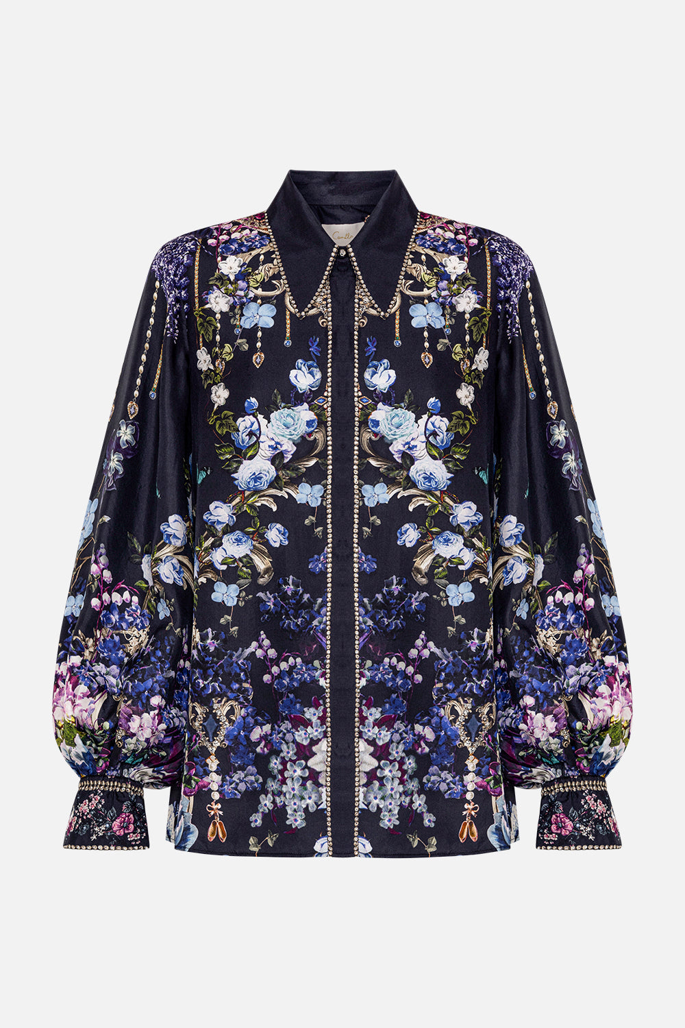 CURVED COLLAR BLOUSE OBSIDIAN BLOOM