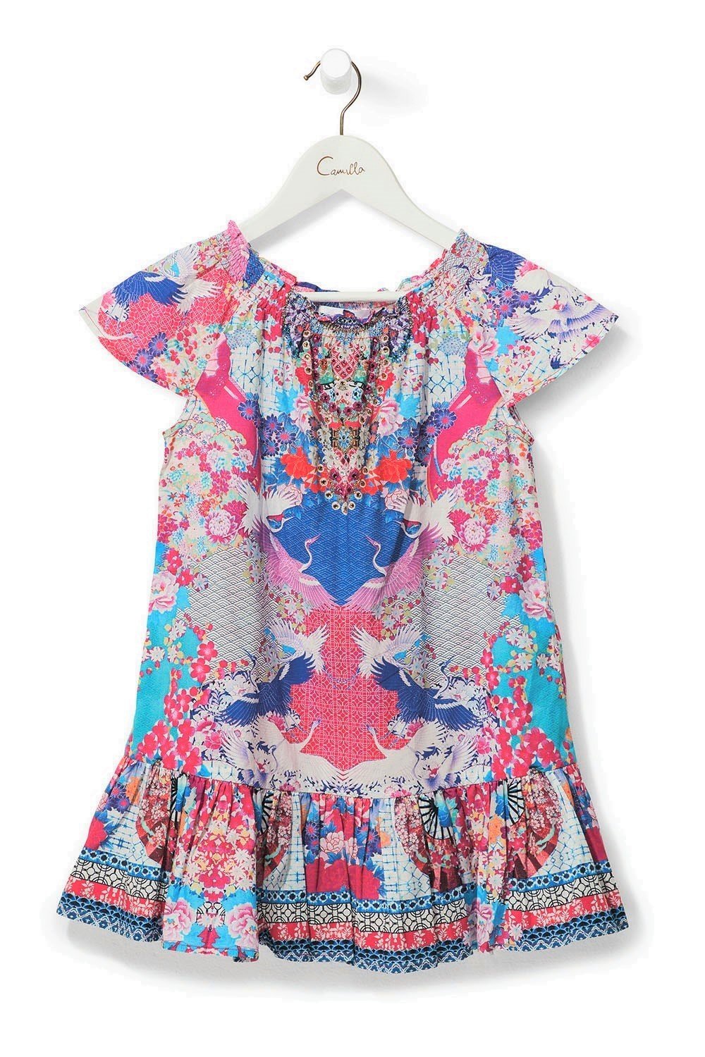 KID'S SHORT DRESS WITH SHIRRING SKY OF VENUS