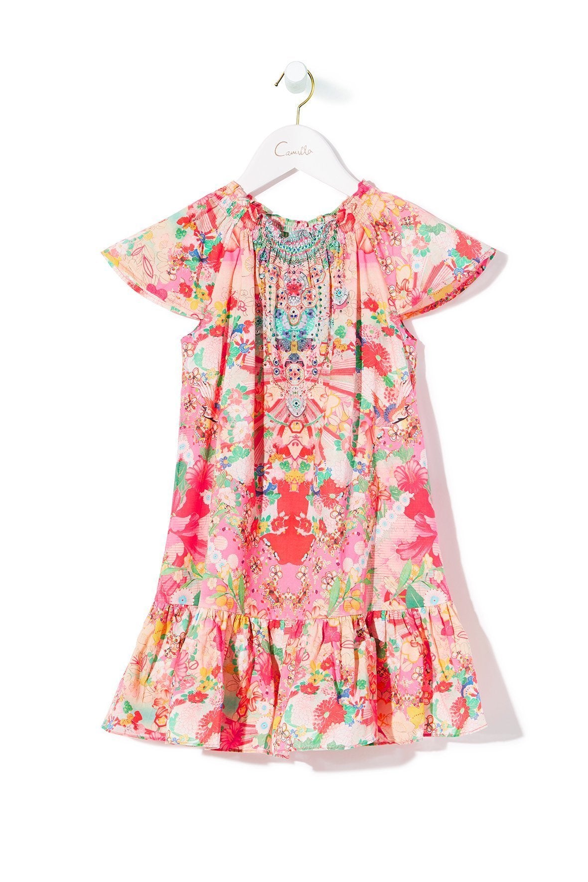 KIDS' SHORT DRESS WITH SHIRRING KIMONO KISSES