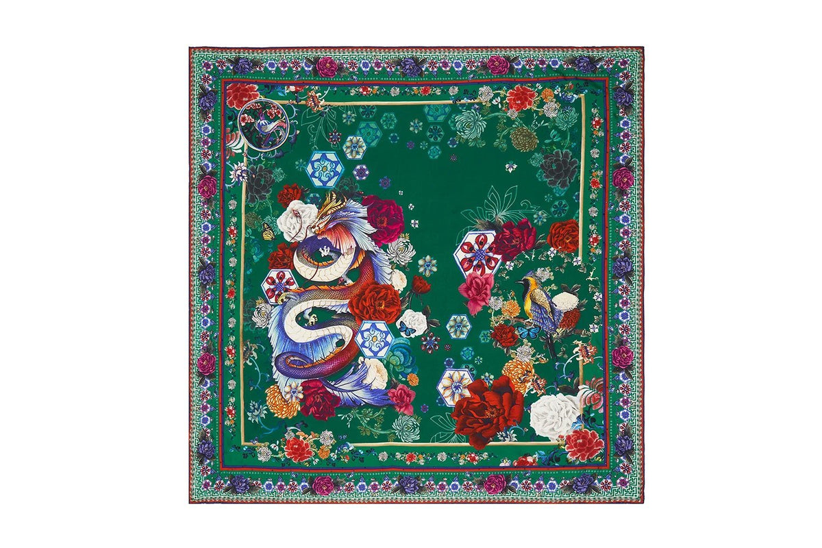 LARGE SQUARE SCARF EMERALD'S ORBIT