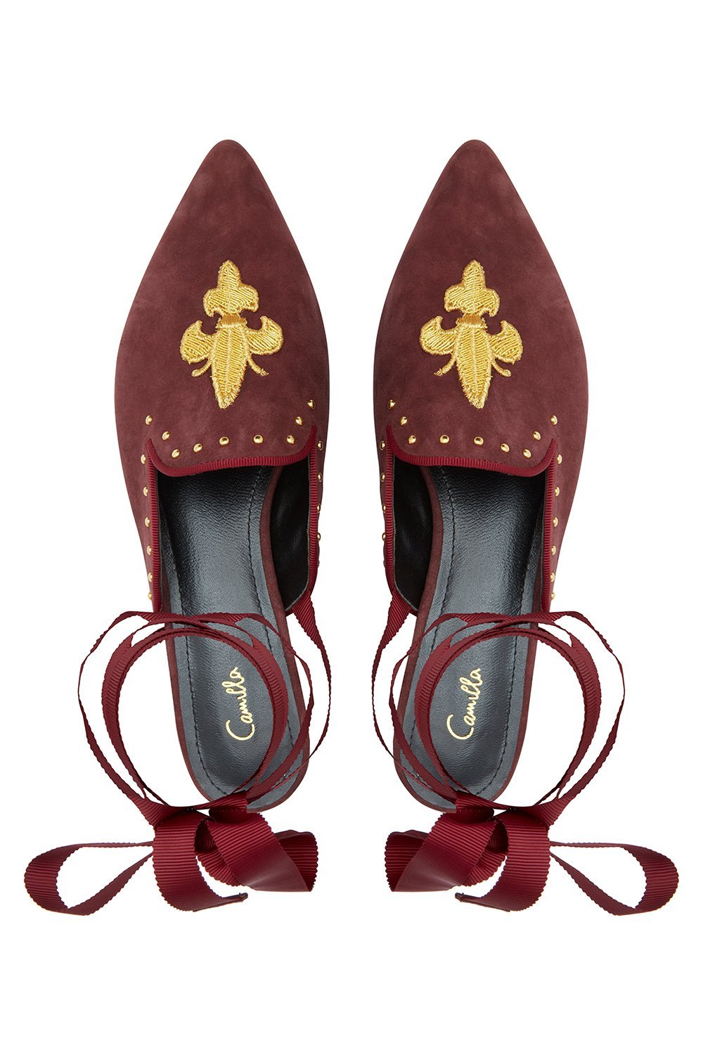 POINT SLIPPER AND TIE BURGUNDY