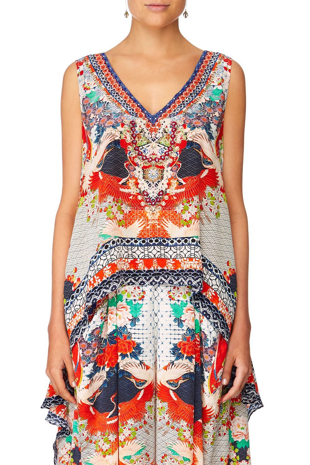 CAMILLA GEISHA GIRL V-NECK CROSS BACK TOP