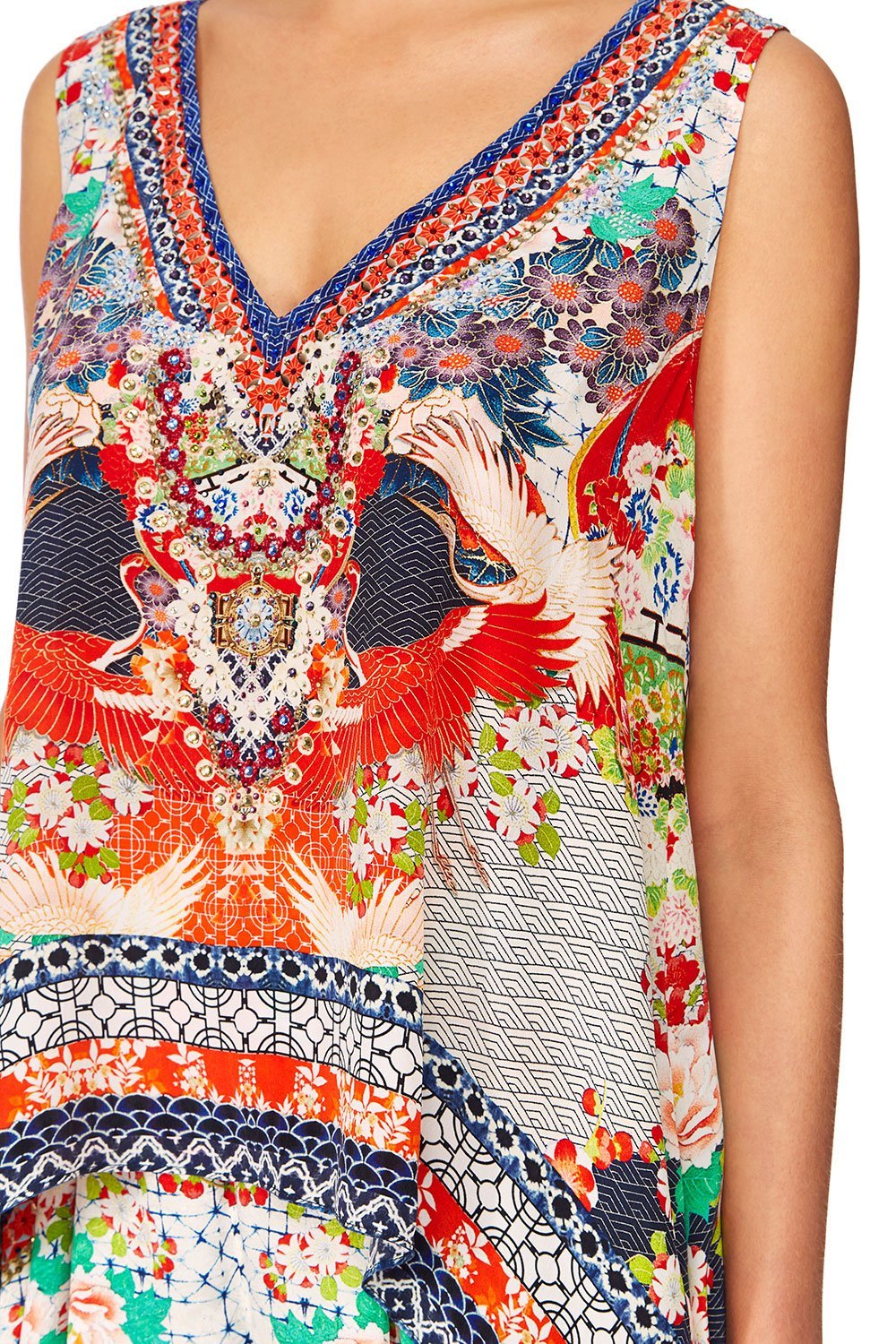 CAMILLA GEISHA GIRL V-NECK CROSS BACK TOP