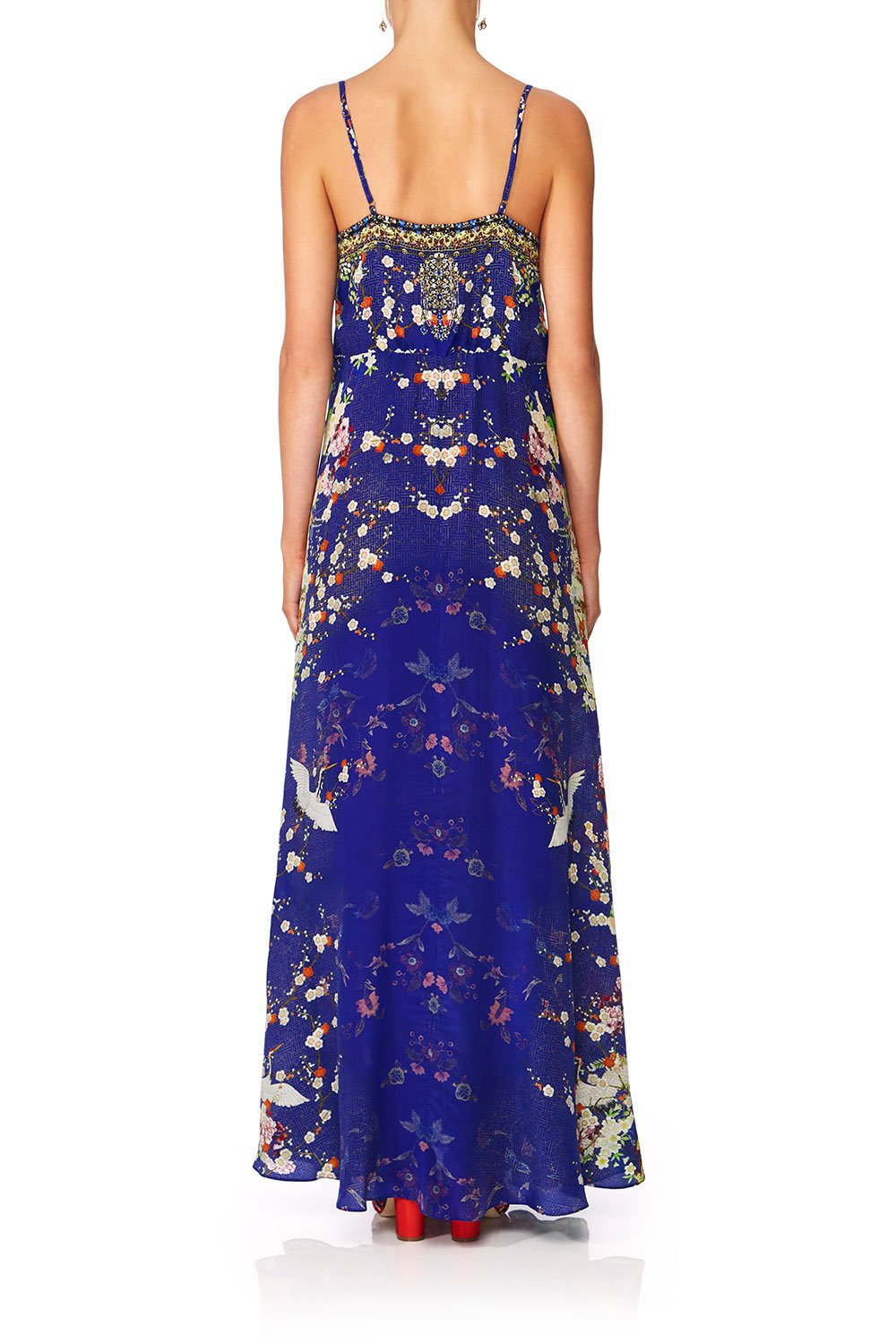 CAMILLA MAIKOS MIDNIGHT CROSS OVERLAY HALTER DRESS