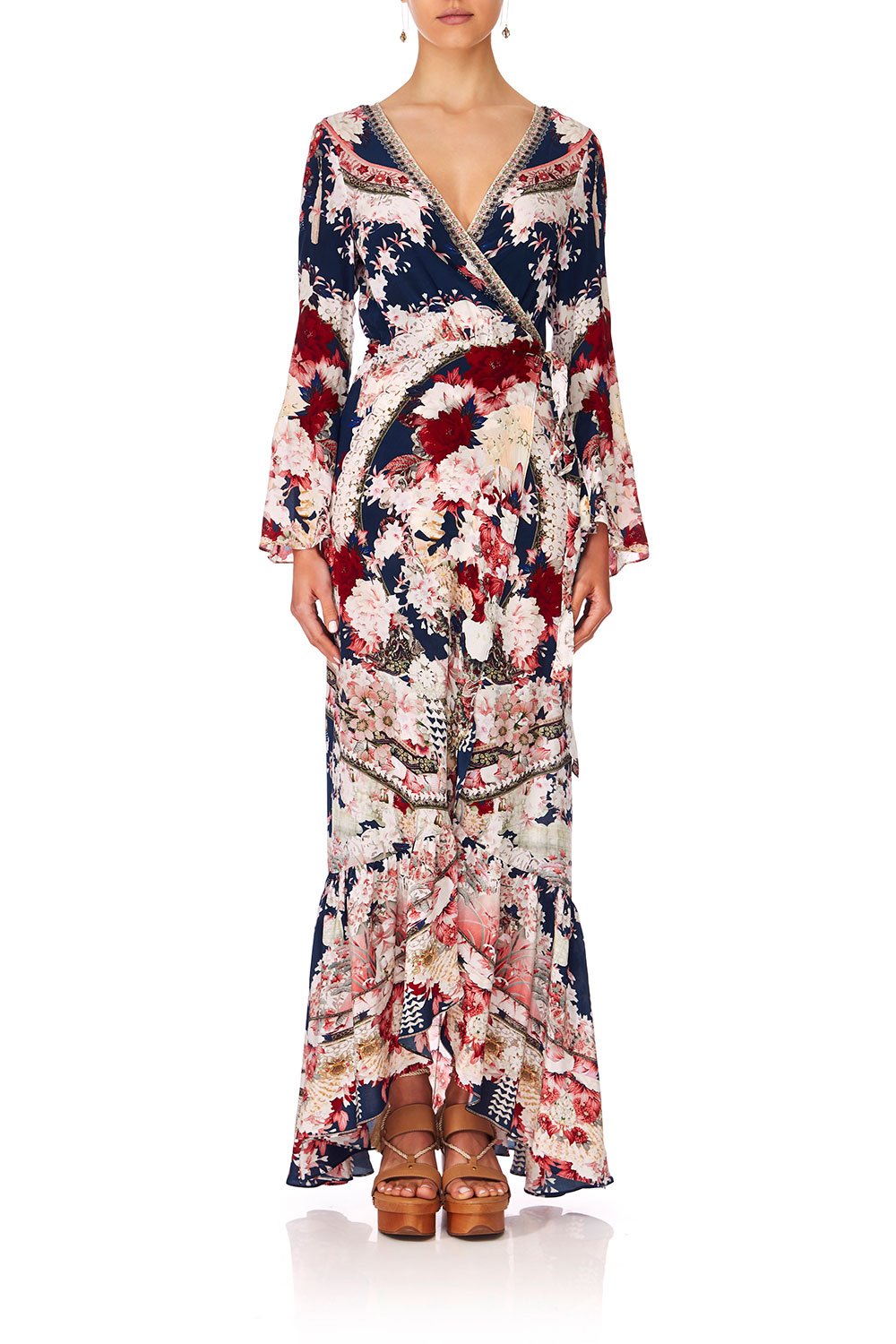 CAMILLA TWIN SHADOW LONG SLEEVE WRAP DRESS