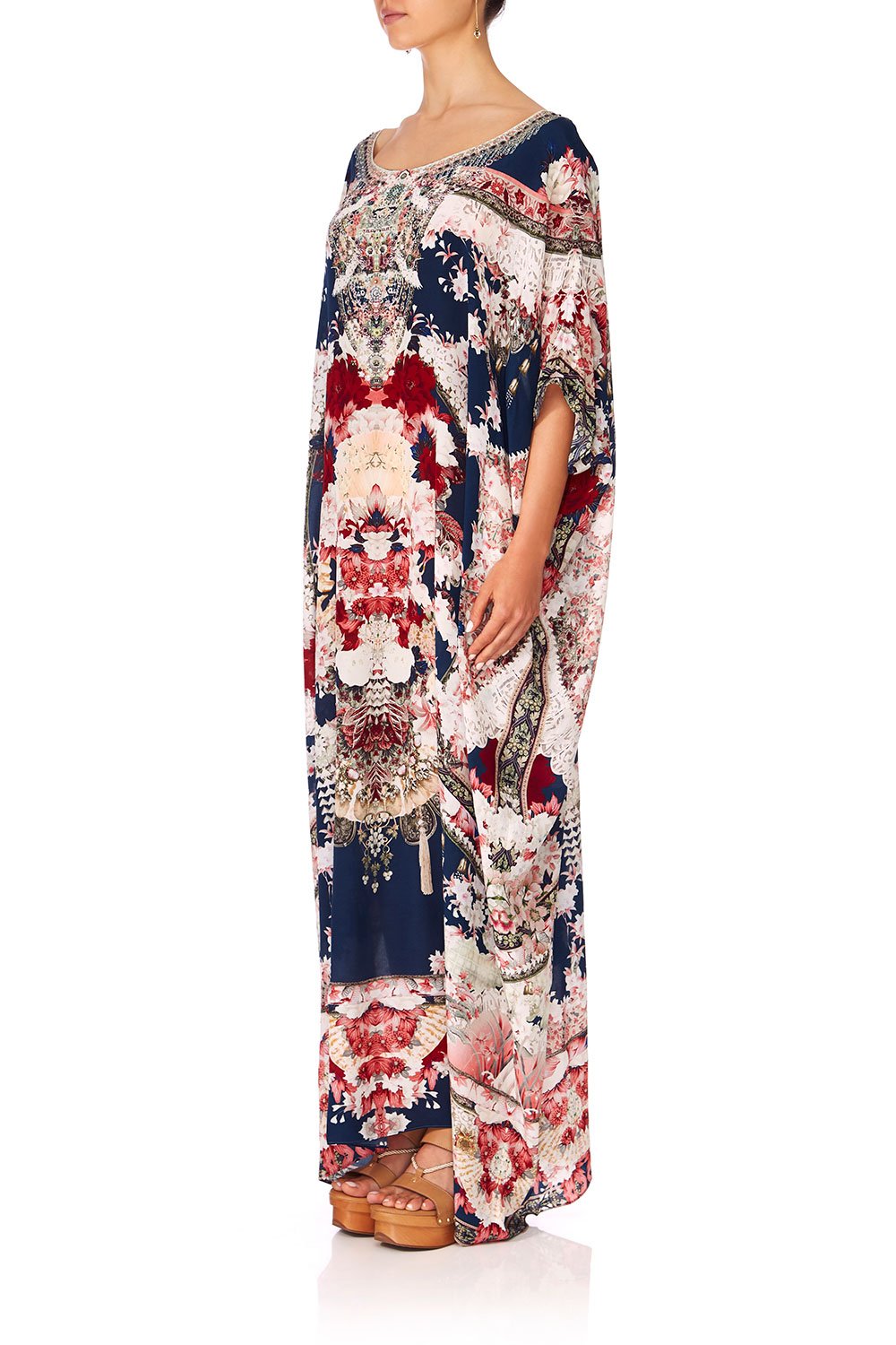 CAMILLA TWIN SHADOW ROUND NECK KAFTAN