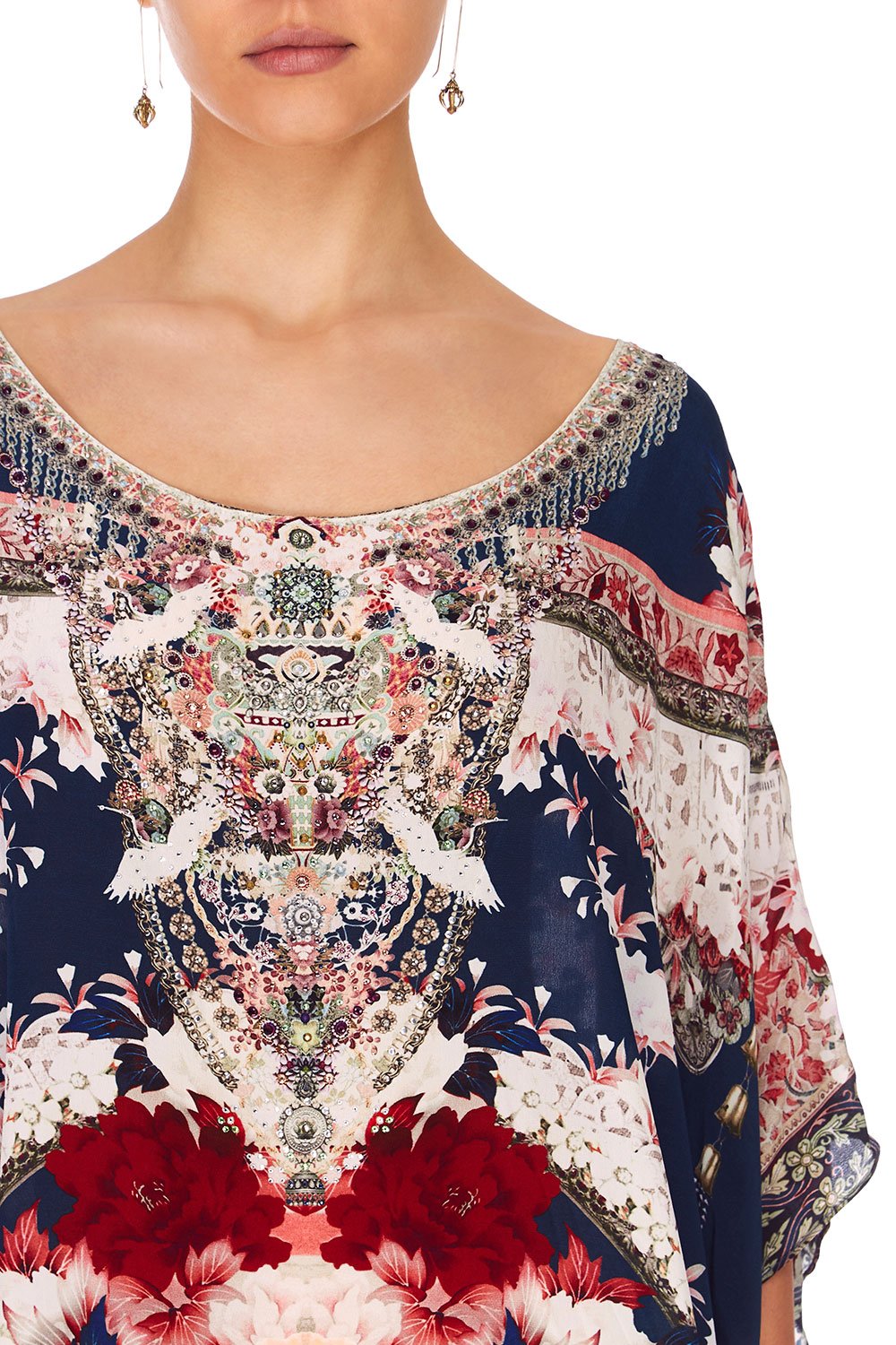 CAMILLA TWIN SHADOW ROUND NECK KAFTAN