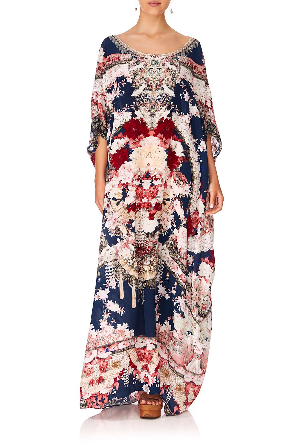 CAMILLA TWIN SHADOW ROUND NECK KAFTAN