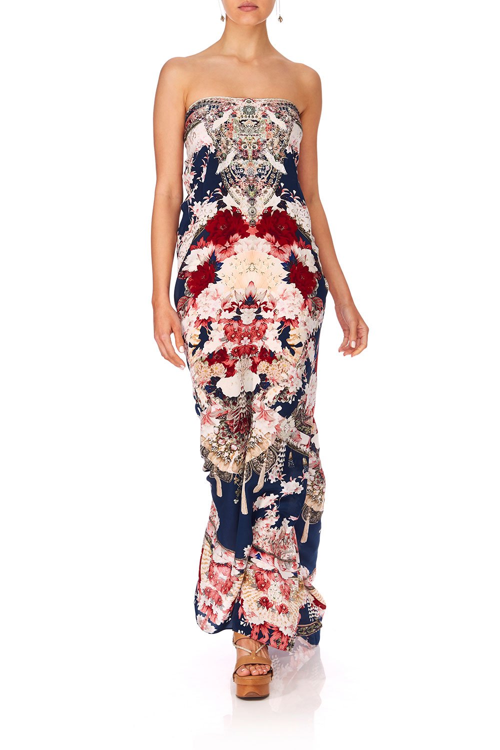 CAMILLA TWIN SHADOW ROUND NECK KAFTAN