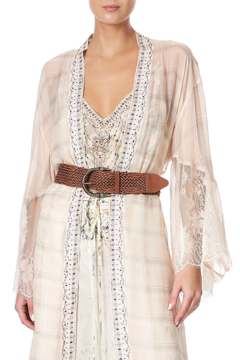 WOVEN LEATHER BELT TAN