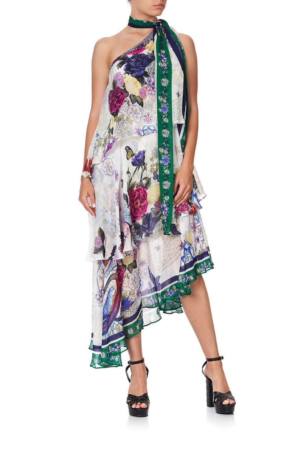 ASYMMETRICAL NECK TIE DRESS GENTLE MOON