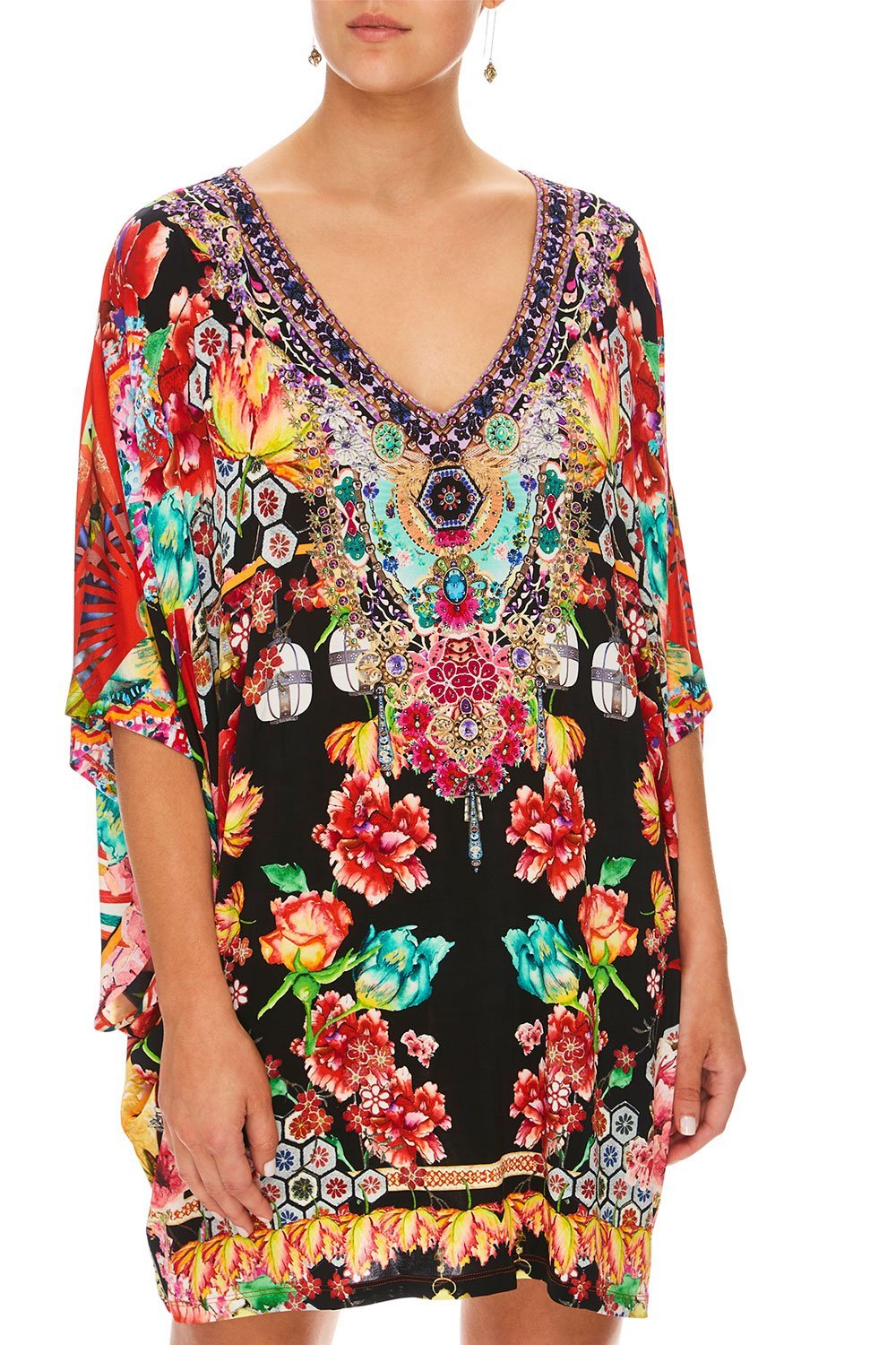 CAMILLA PAINTED LAND BAT SLEEVE DRESS