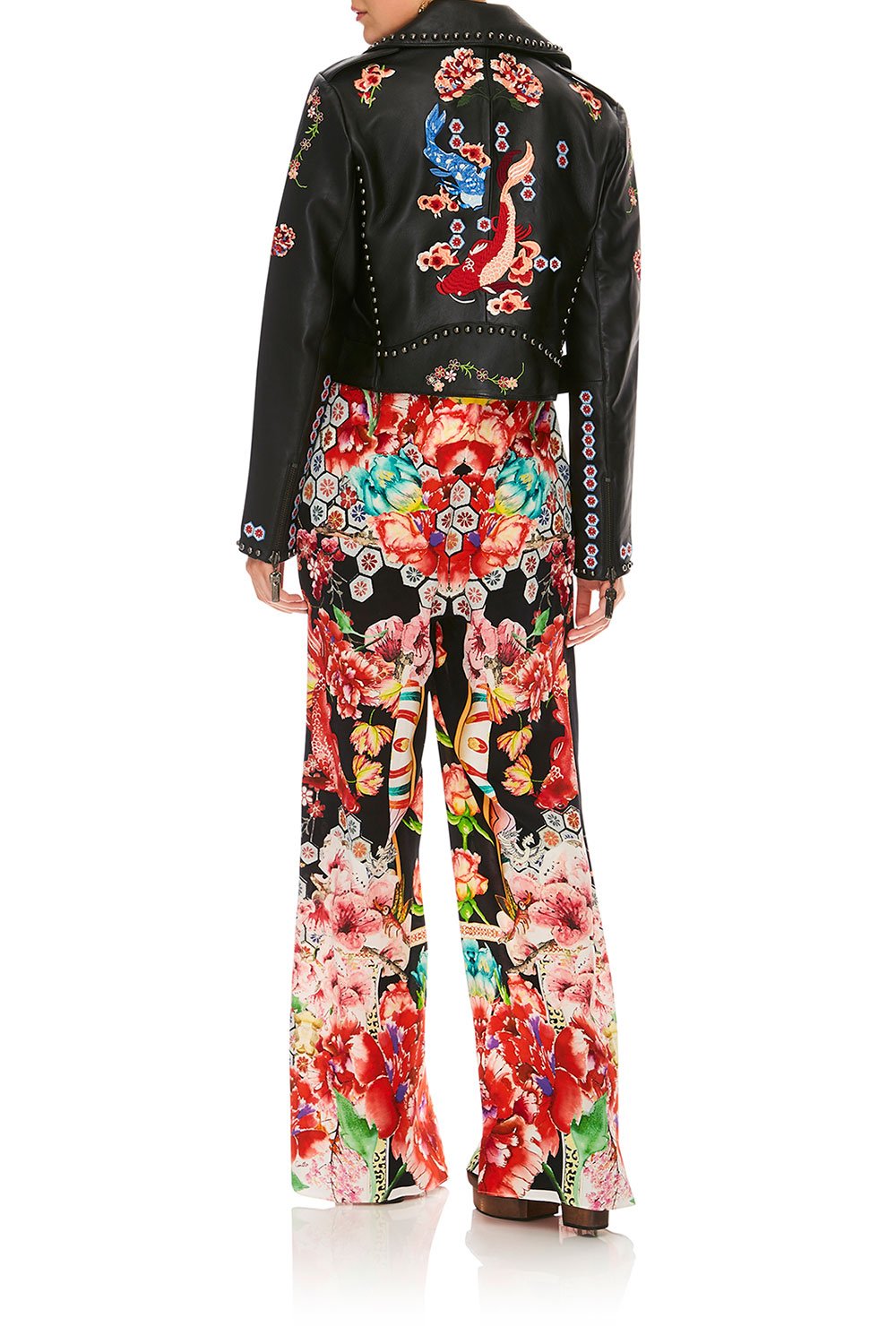 CAMILLA PAINTED LAND BIKER JACKET WITH TABS