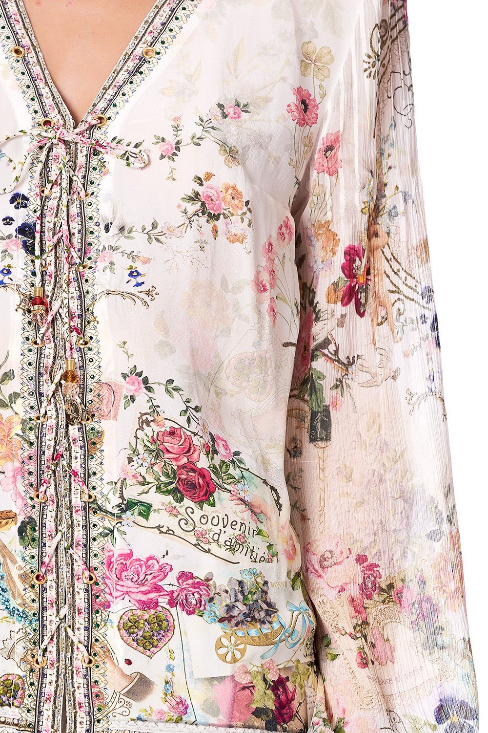 PEASANT BLOUSE WITH FRONT LACING JARDIN POSTCARDS