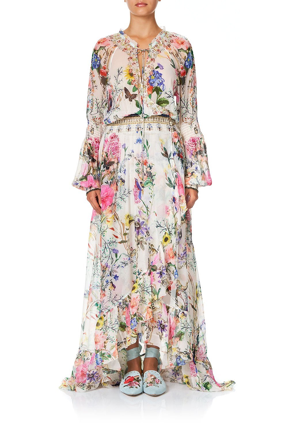 BLOUSON SLEEVE WRAP DRESS BOHEME