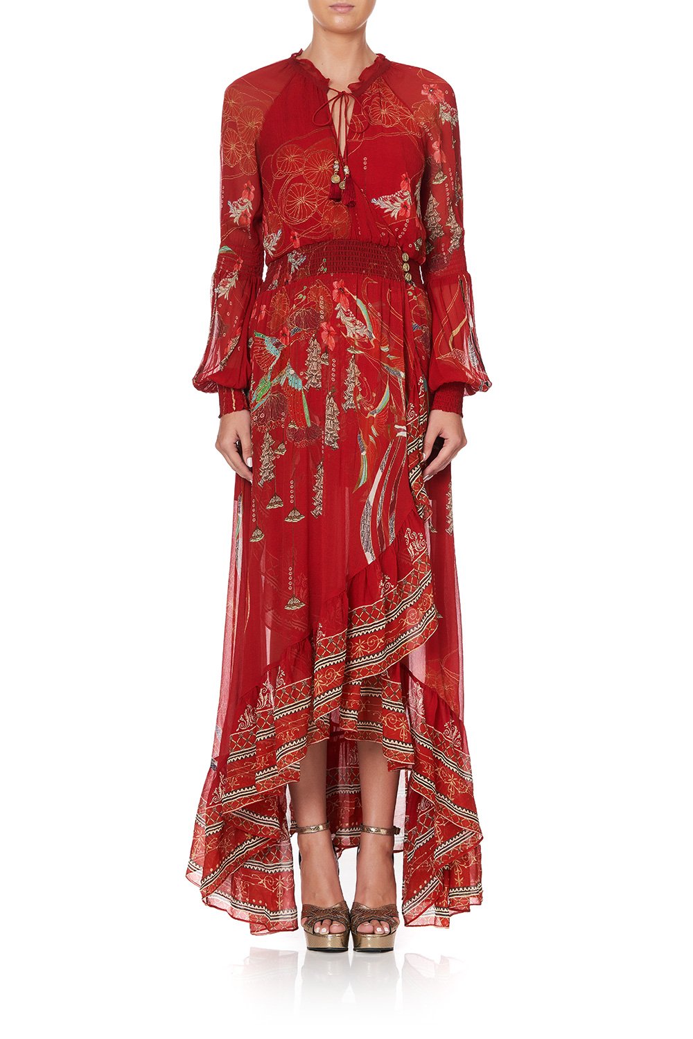 BLOUSON SLEEVE WRAP DRESS FORBIDDEN FRUIT