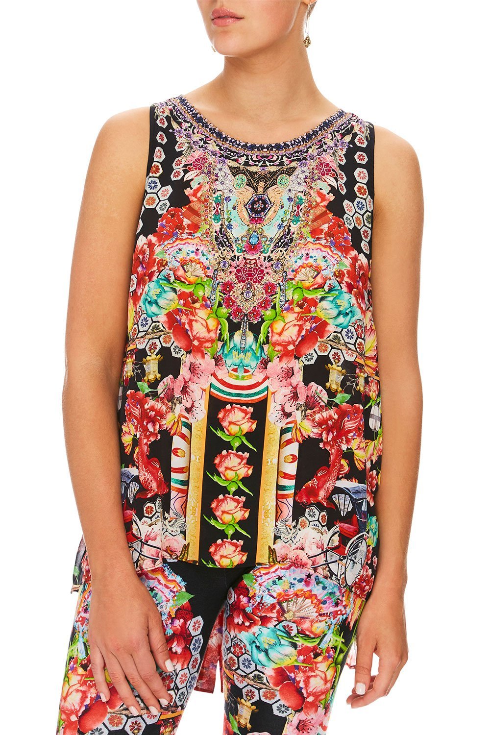 CAMILLA PAINTED LAND BUTTON BACK TOP