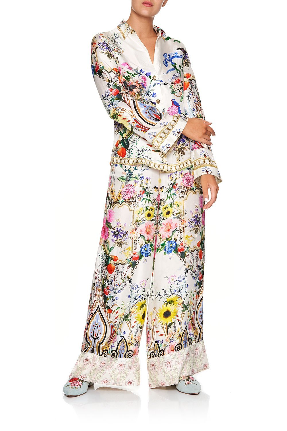 CAMILLA BUTTON DOWN SHIRT WITH CONTRAST BOHEME