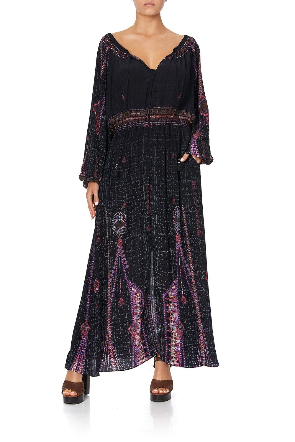 BUTTON DRESS WITH BLOUSON SLEEVE MINA MINA