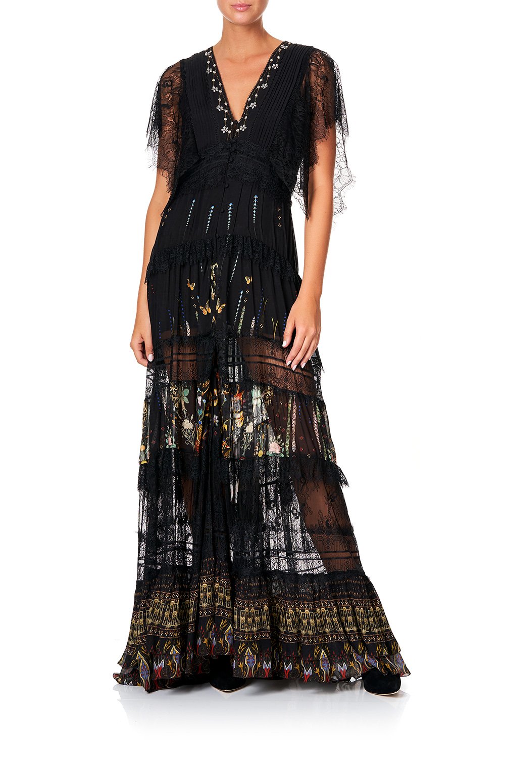 CAMILLA BUTTON UP DRESS WITH LACE INSERT REBELLE REBELLE