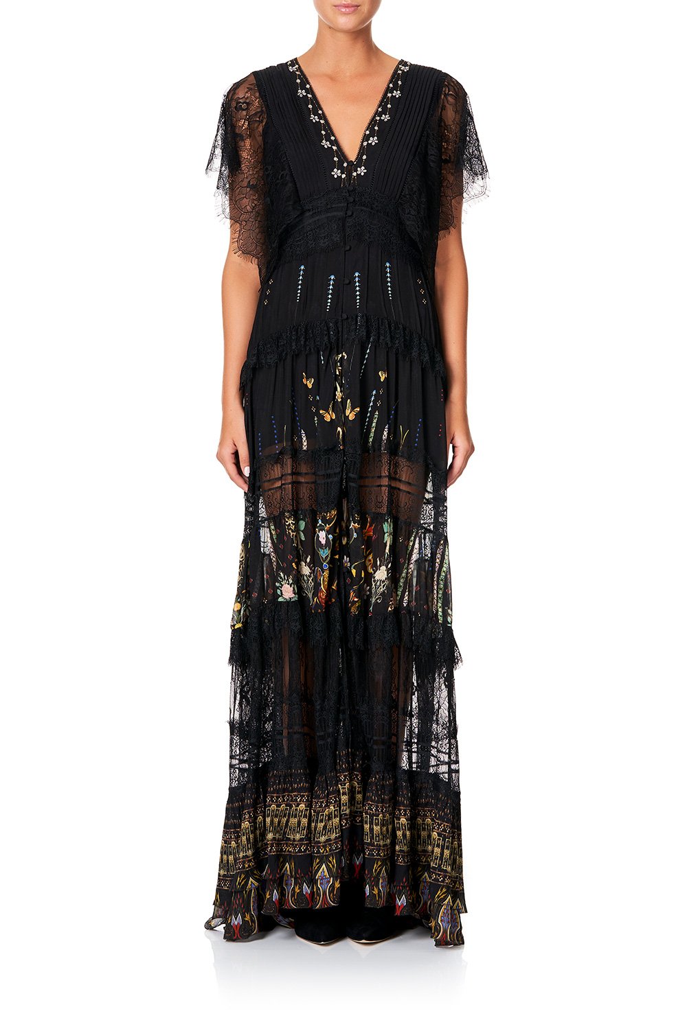 CAMILLA BUTTON UP DRESS WITH LACE INSERT REBELLE REBELLE