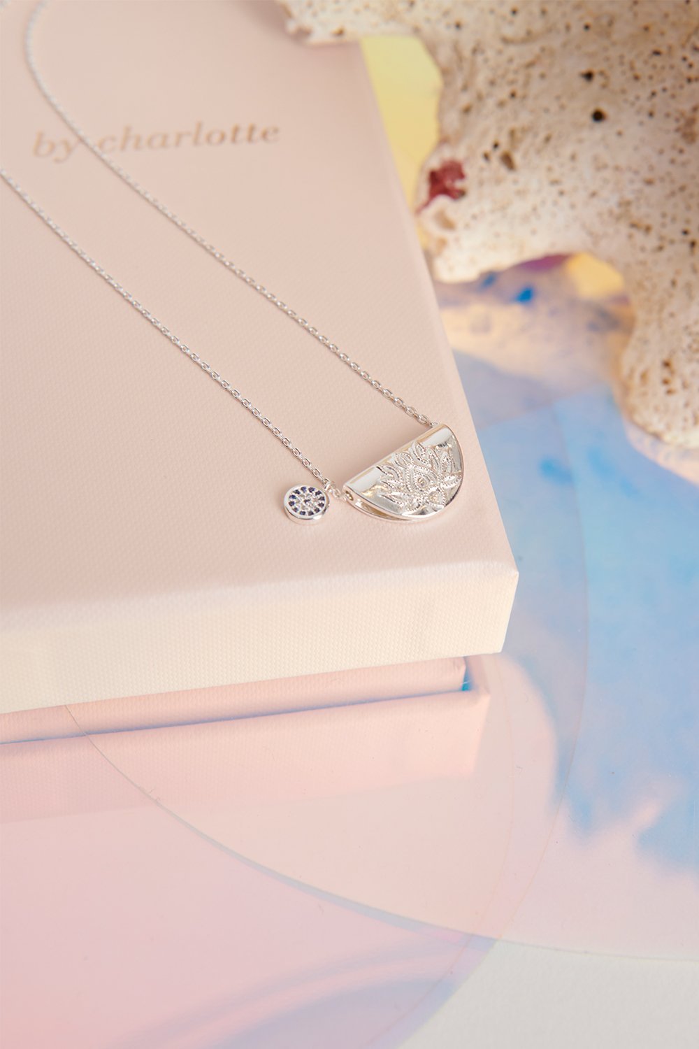 BY CHARLOTTE LOTUS LONG NECKLACE SILVER PLATED