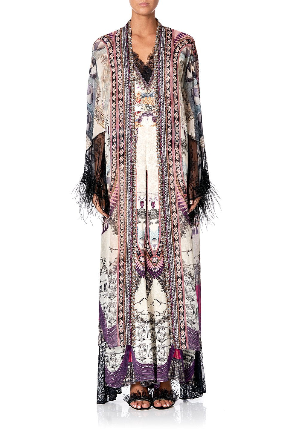 LAYERING ROBE WITH LACE INSERT VIOLET CITY