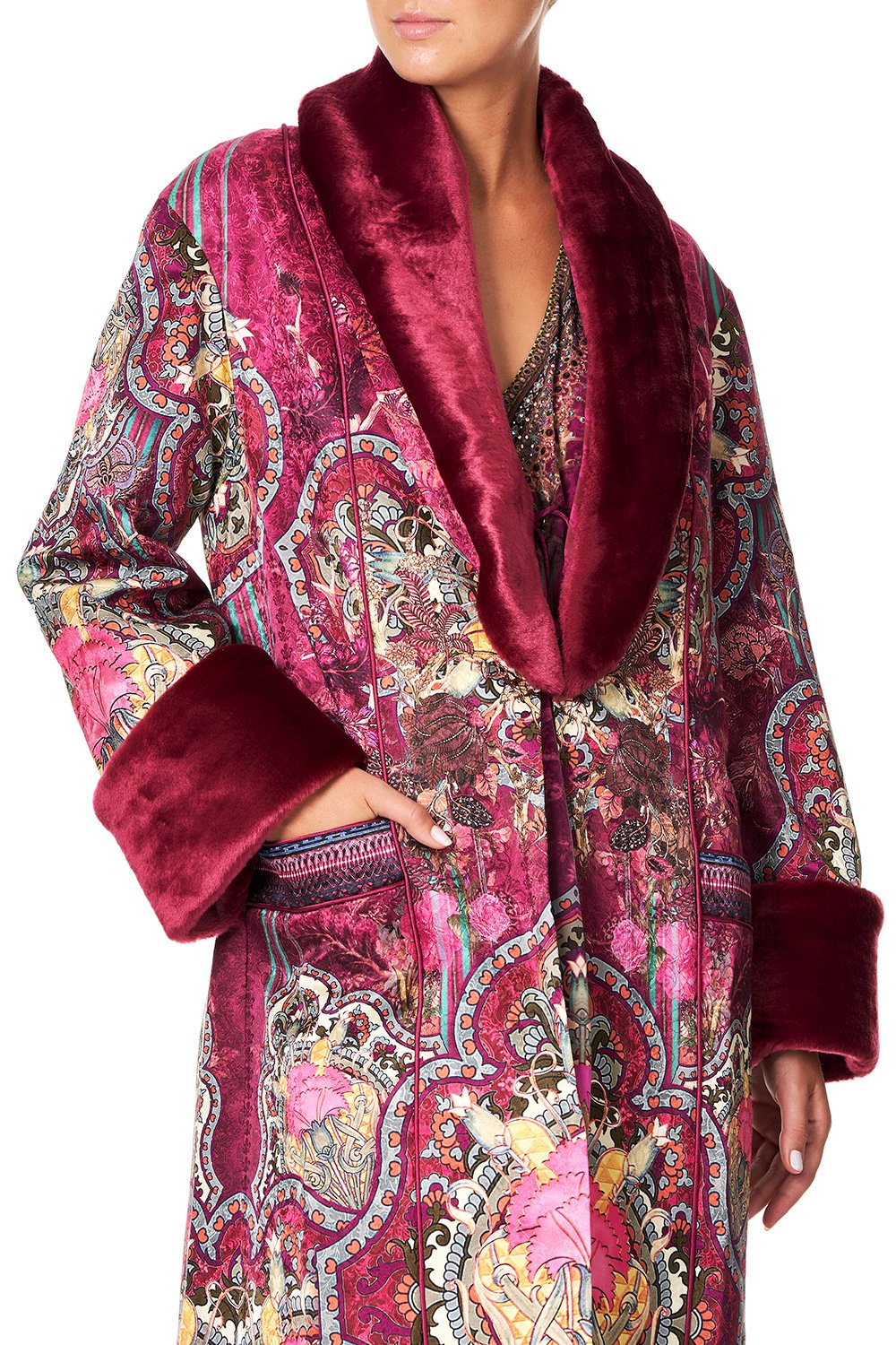 CAMILLA COAT WITH FUR TRIM AND BELT DAUGHTER'S DESTINY