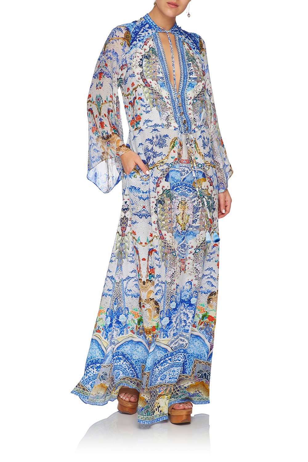 CAMILLA DRAWSTRING BUTTON UP DRESS GEISHA GATEWAYS