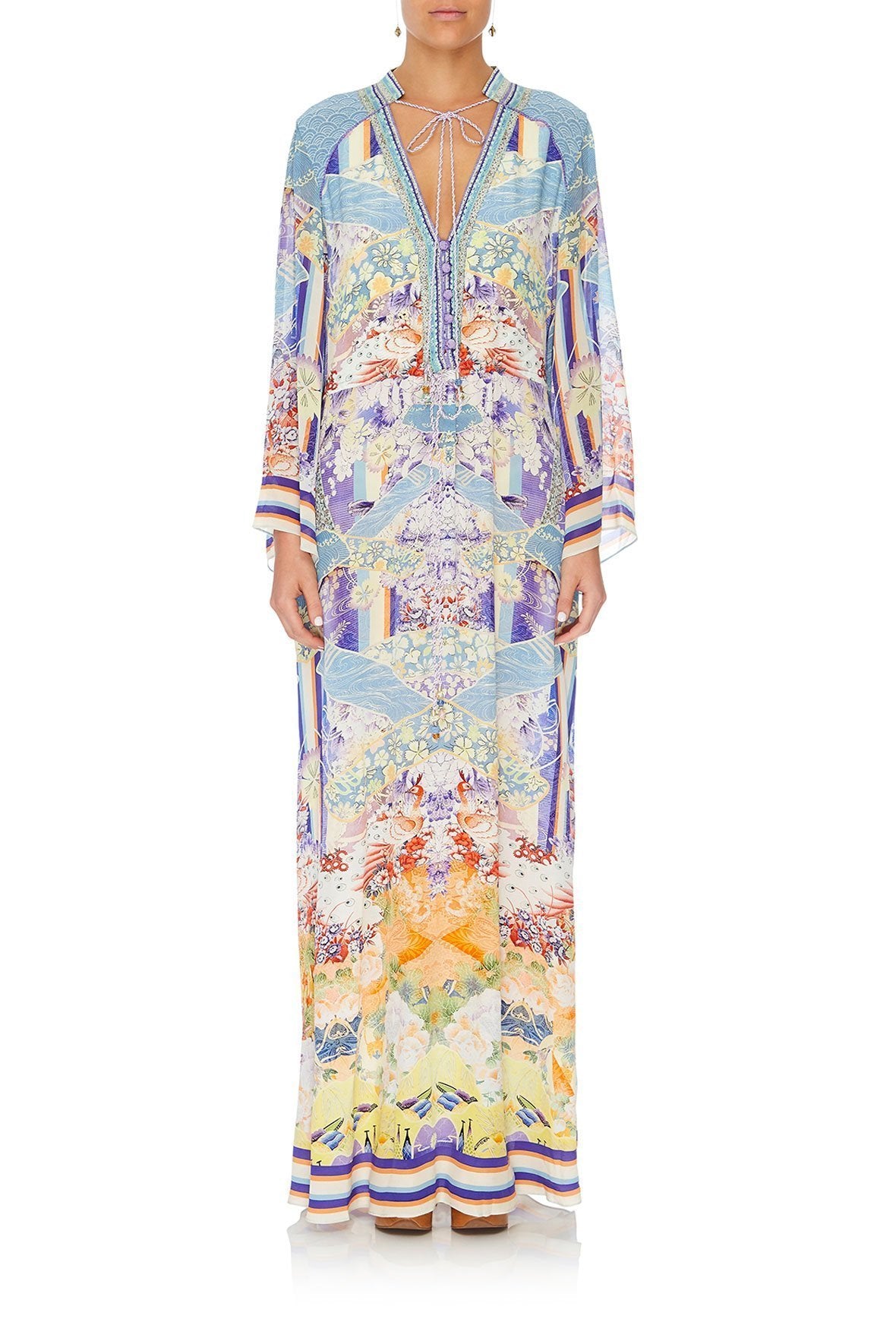 DRAWSTRING BUTTON UP DRESS GIRL IN THE KIMONO