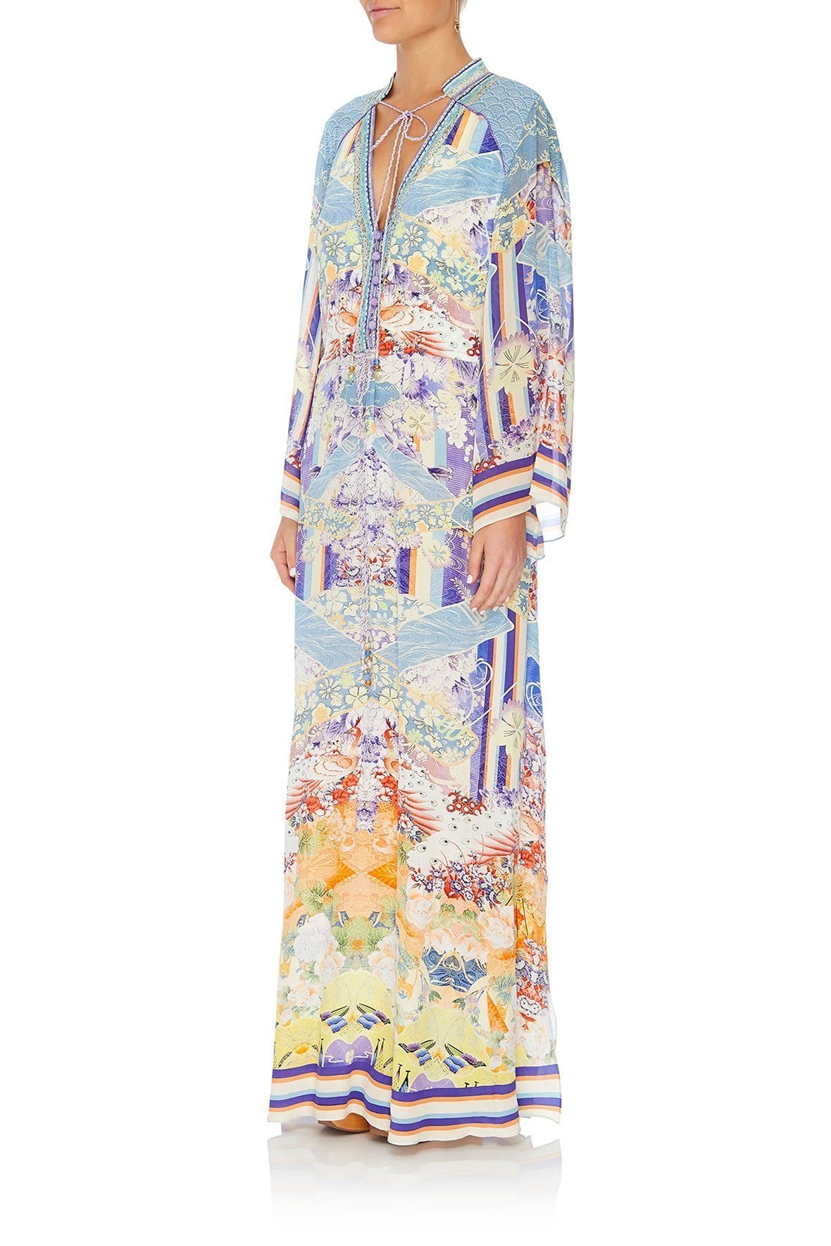 DRAWSTRING BUTTON UP DRESS GIRL IN THE KIMONO