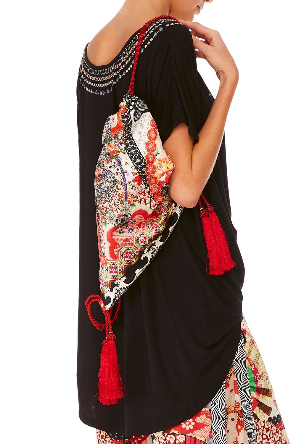 CAMILLA DRAWSTRING EMBELISHED POUCH VINTAGE VIXEN