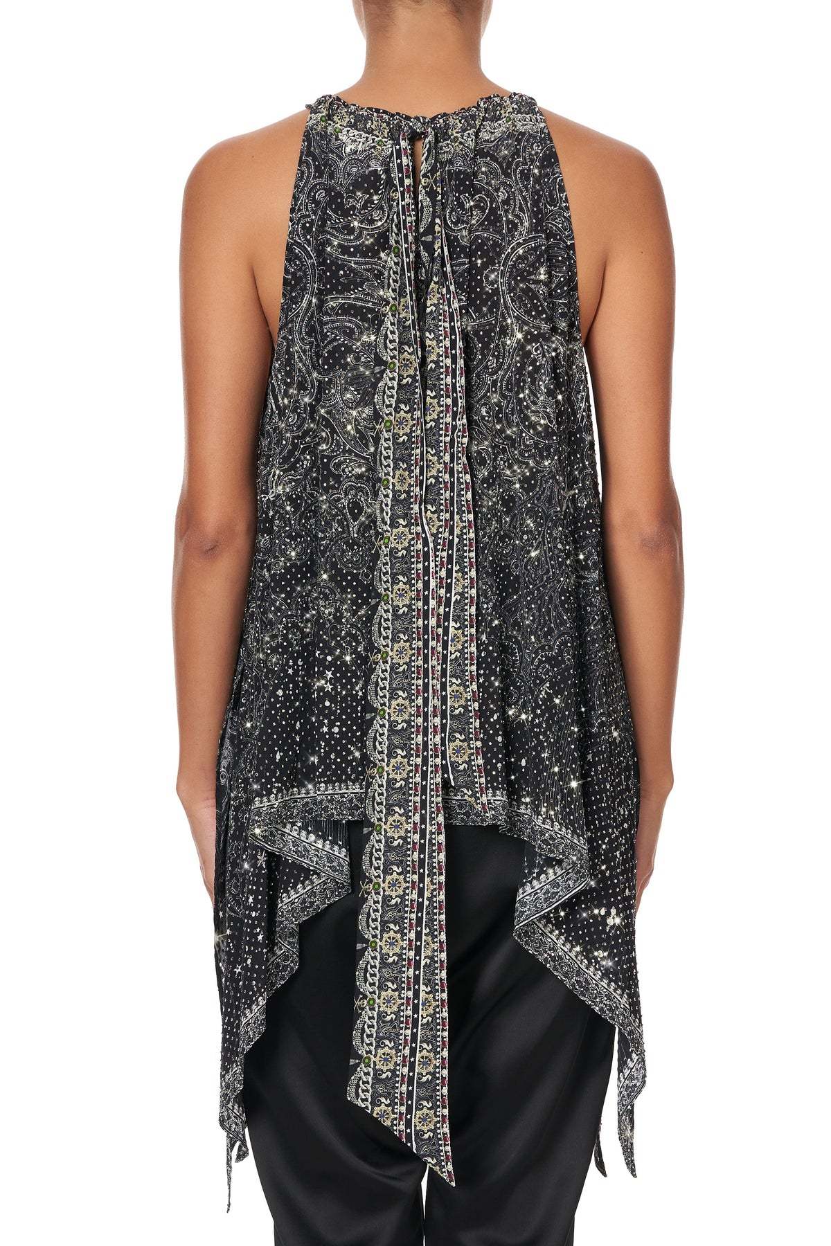 DRAWSTRING NECK TANK MIDNIGHT PEARL