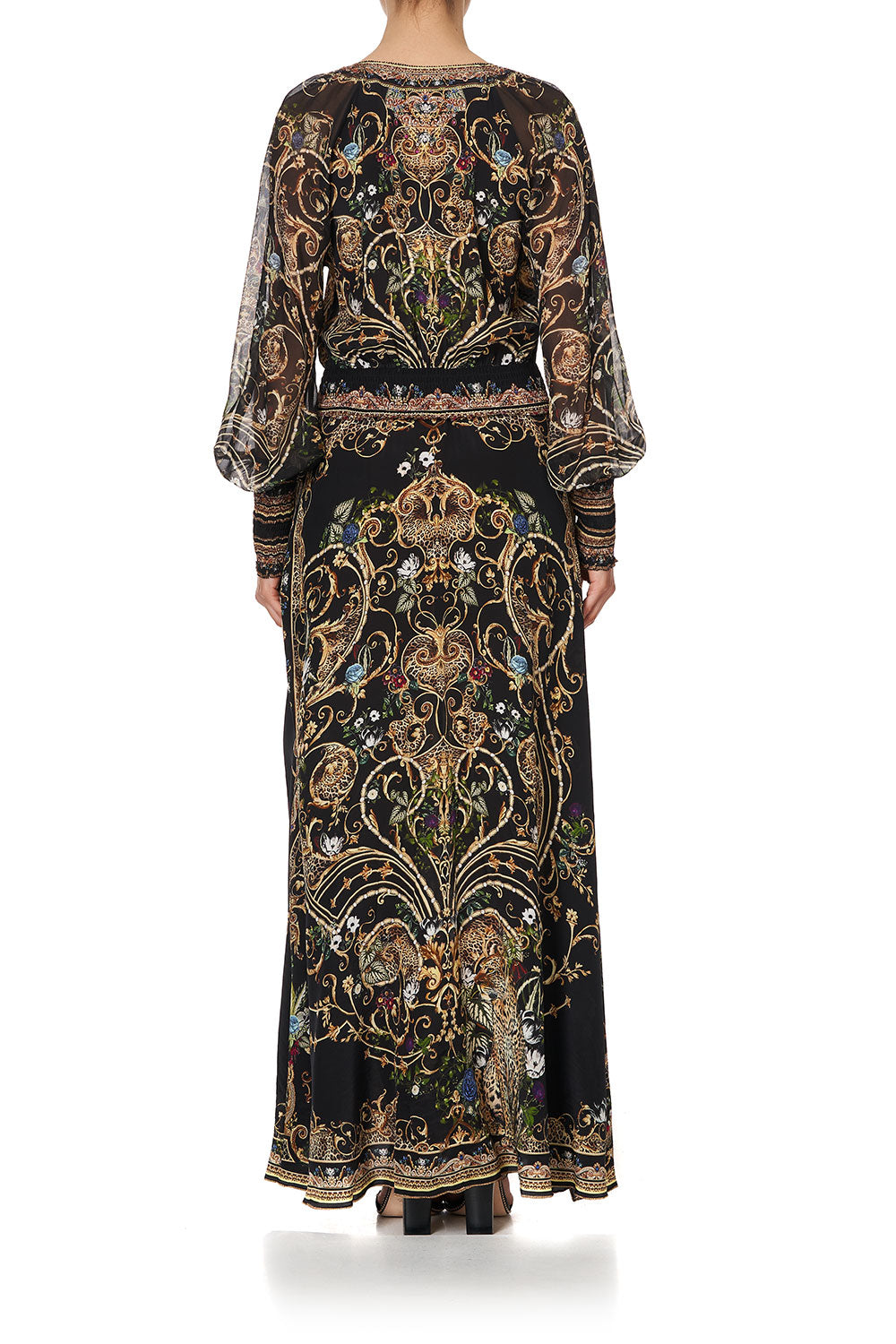 DRESS WITH SHIRRED WAIST AND CUFF STUDIO 54