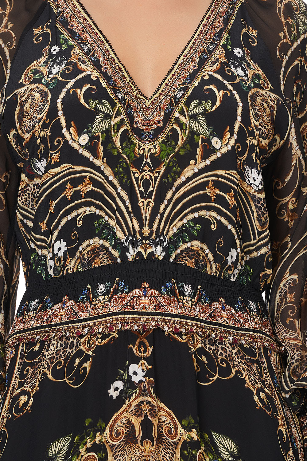 DRESS WITH SHIRRED WAIST AND CUFF STUDIO 54