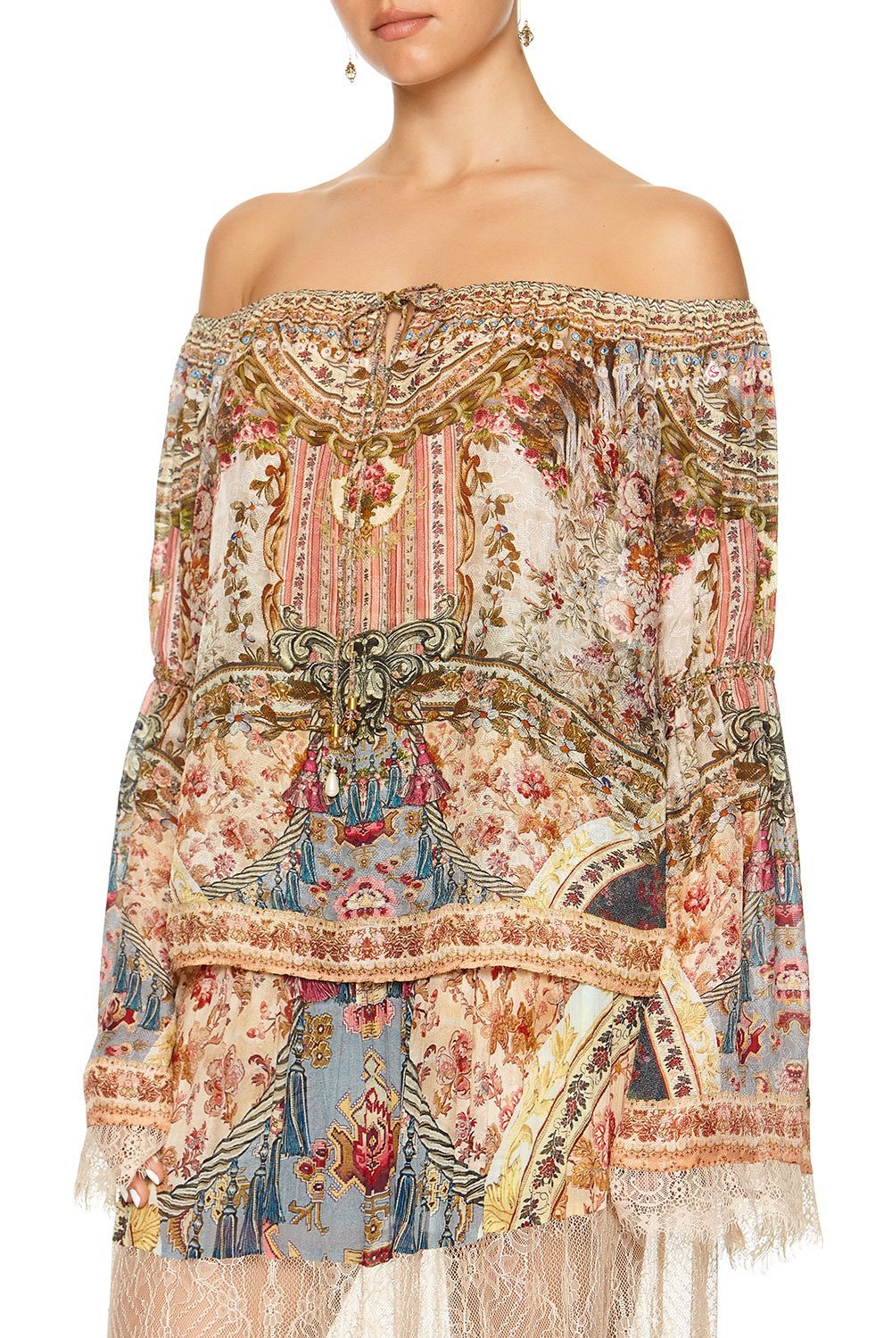 DROP SHOULDER TIE SLEEVE TOP JEANNE QUEEN