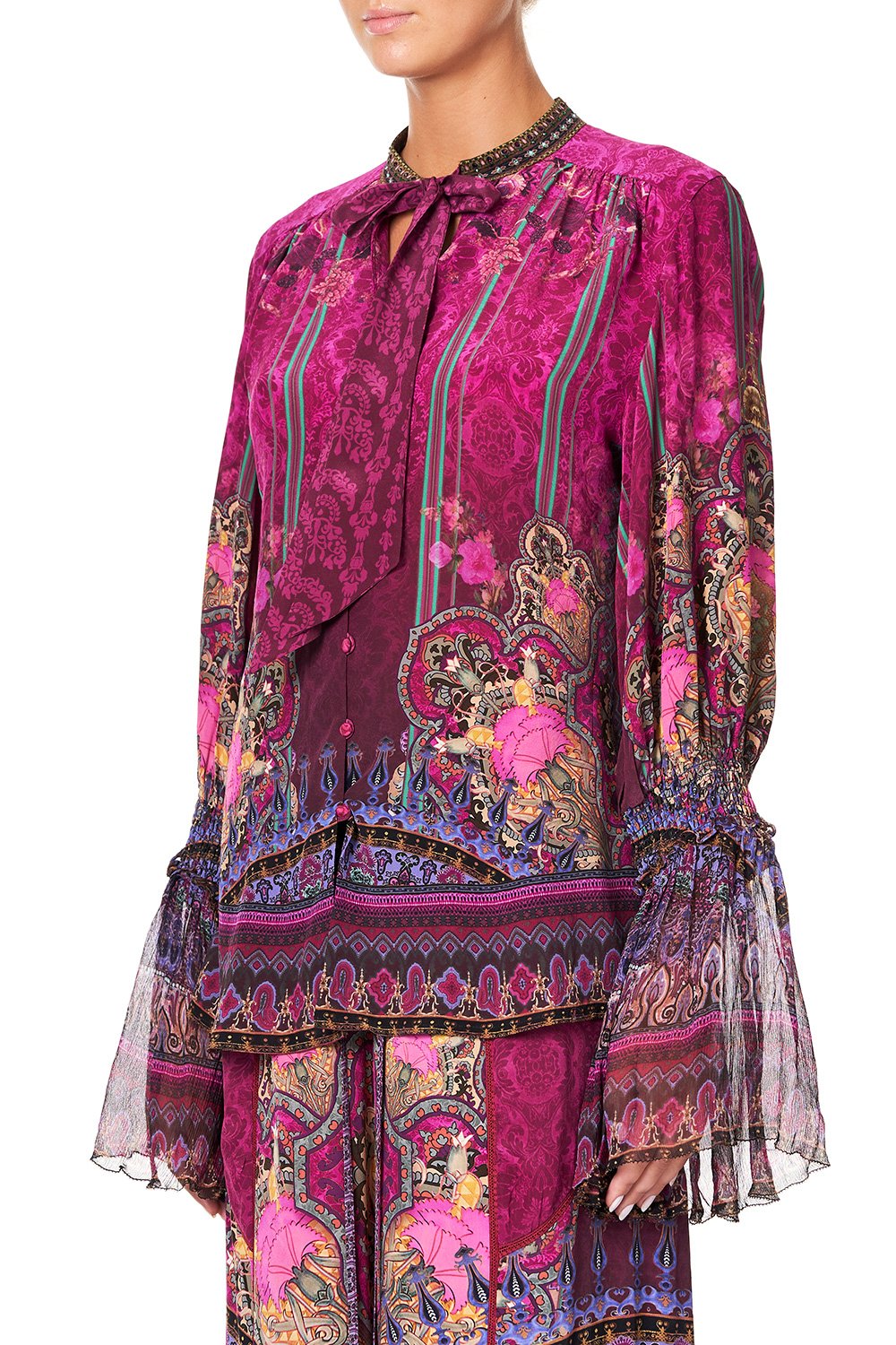 CAMILLA ELASTIC SLEEVE TIE FRONT BLOUSE DAUGHTER'S DESTINY