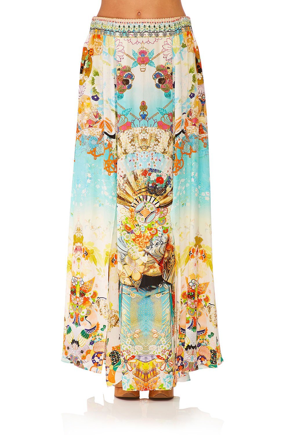 CAMILLA RETROS RAINBOW ELASTIC WAIST SKIRT W SPLITS