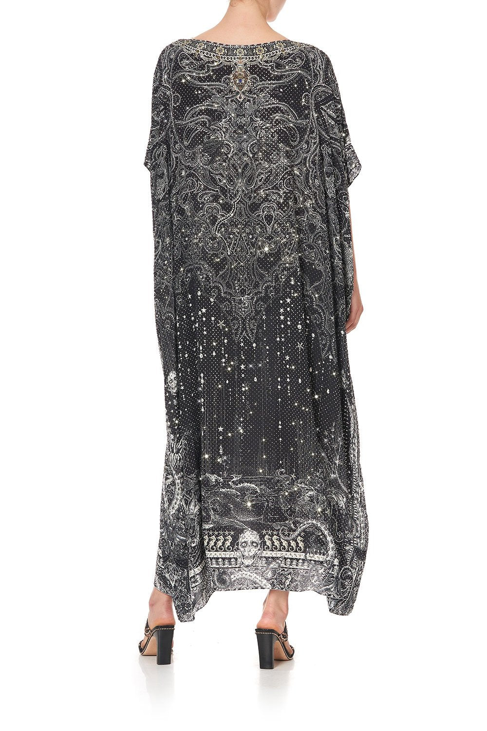 EMBELLISHED ROUND NECK KAFTAN MIDNIGHT PEARL
