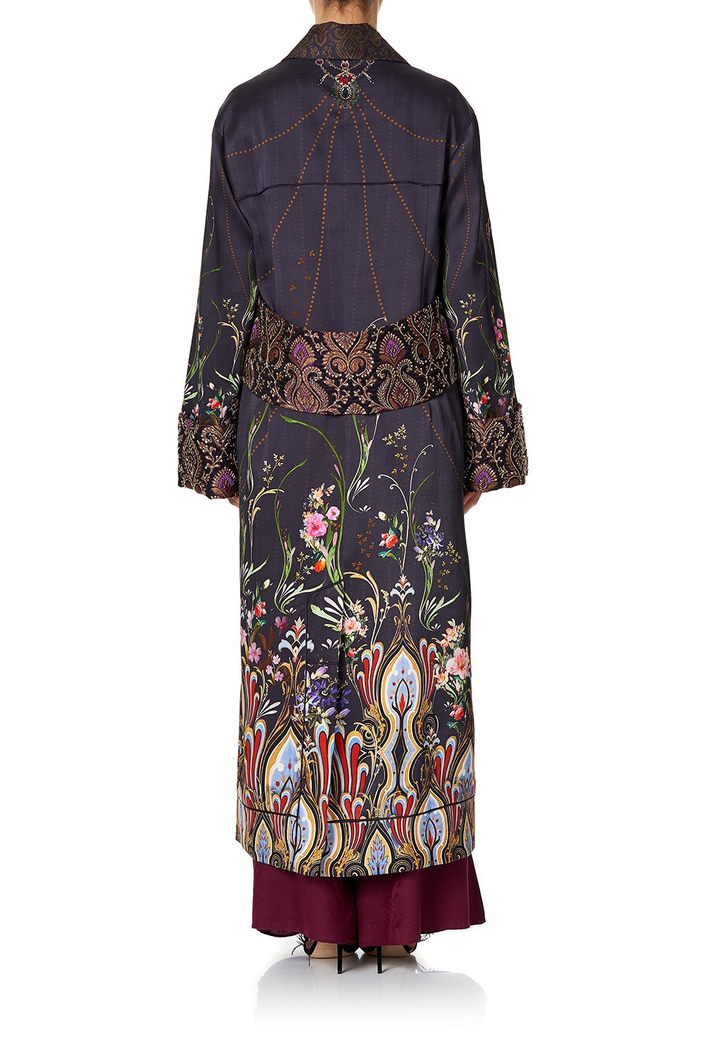 COAT WITH DETACHABLE BACK BAND WILD FLOWER