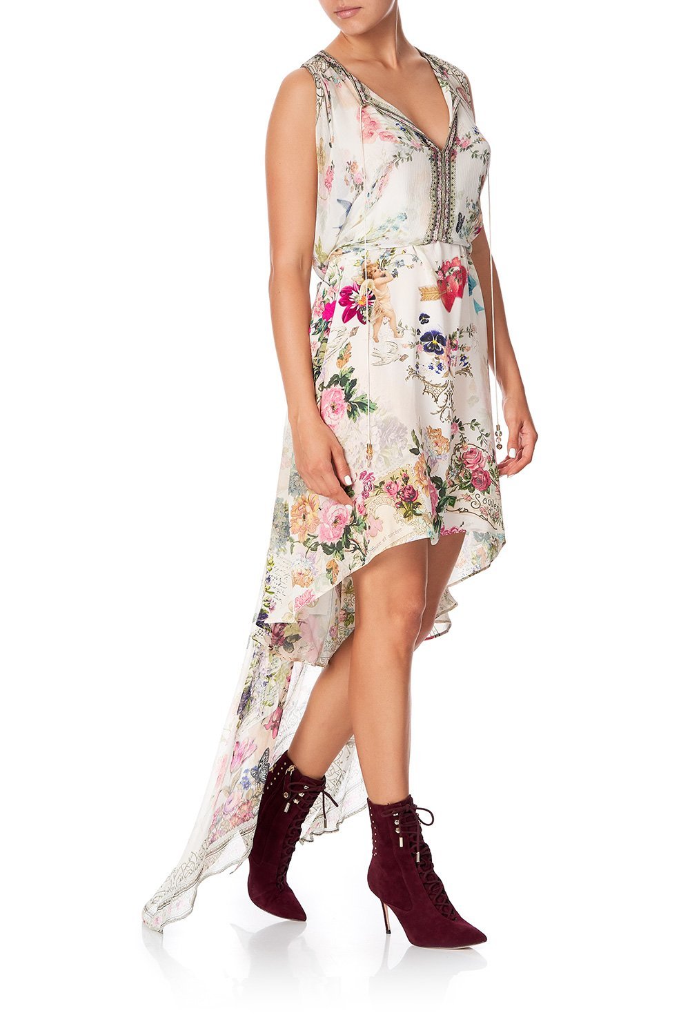 LONG SHEER OVERLAY DRESS JARDIN POSTCARDS