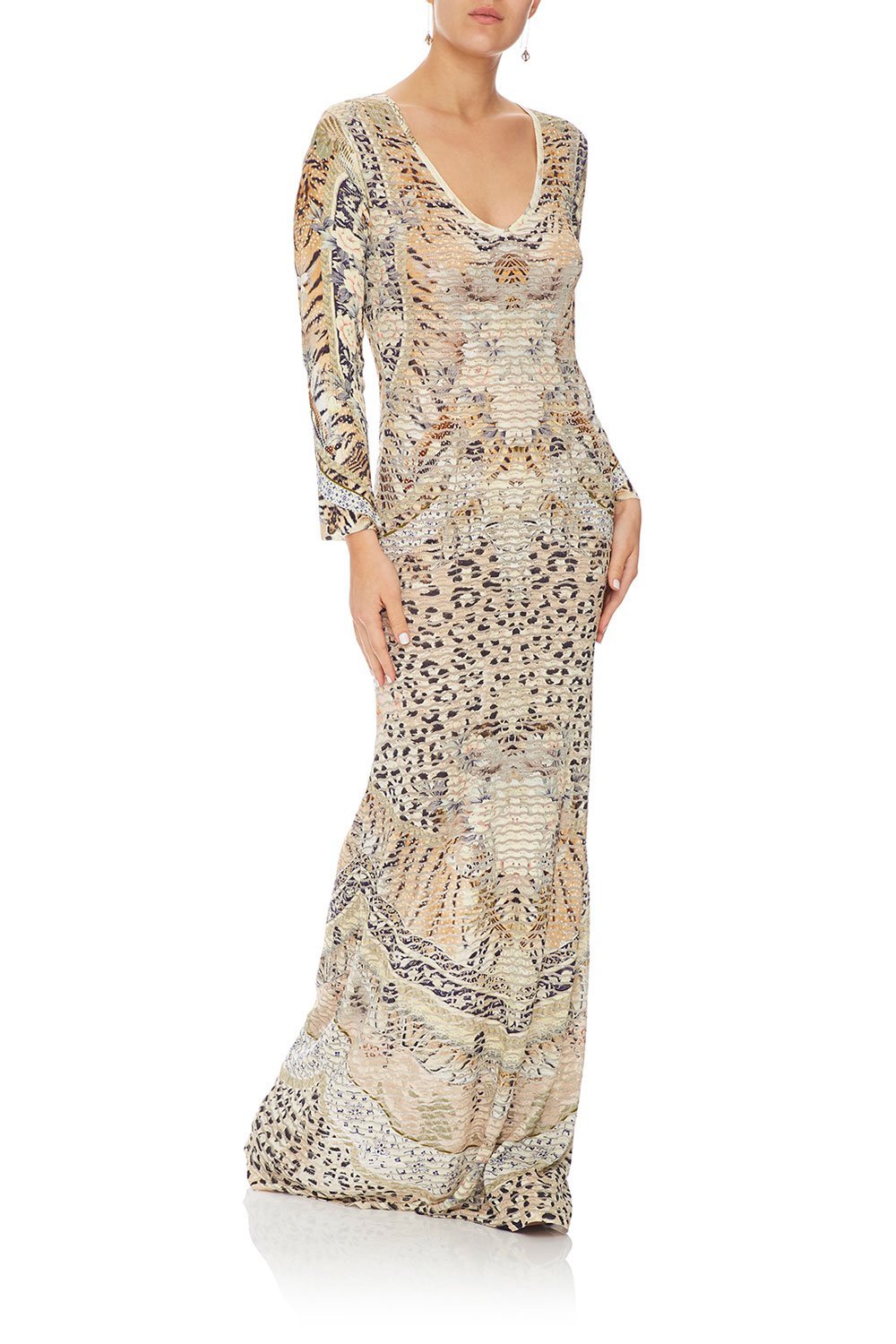 CAMILLA FANCY STITCH DRESS W/ ROUNDED V NECK MOTO MAIKO