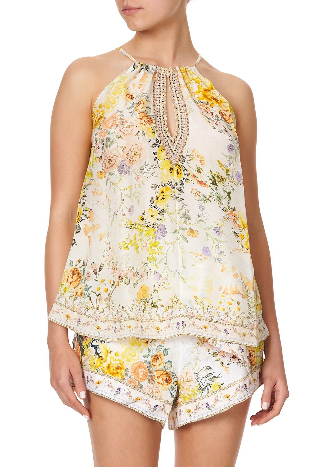 FLARED CAMI W NECK TIE IN THE HILLS OF TUSCANY