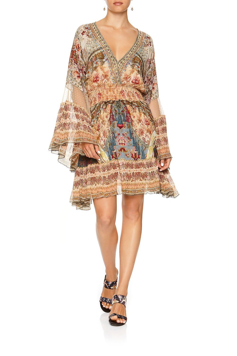 FLARED DRESS WITH SHIRRED WAIST JEANNE QUEEN