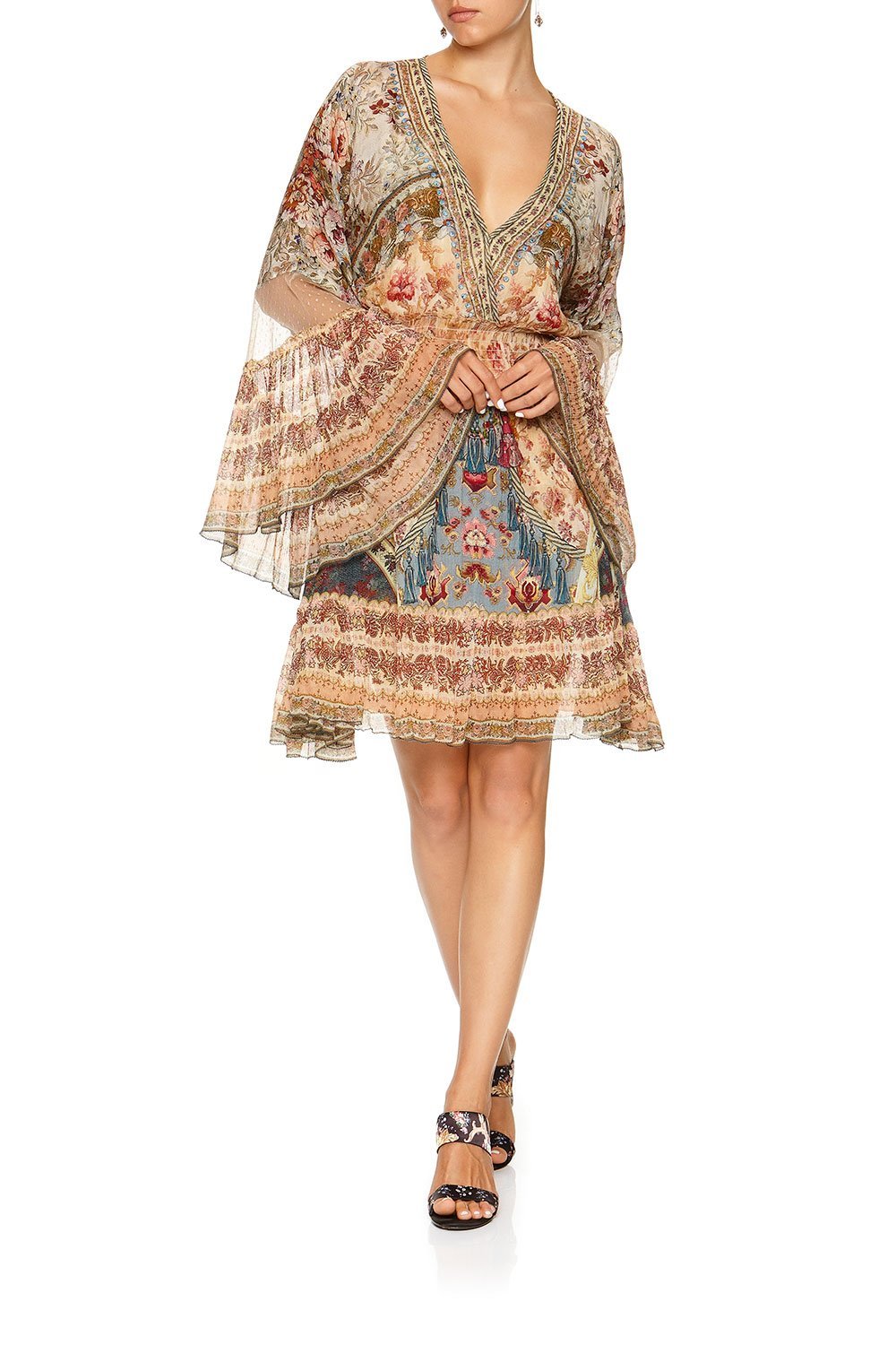 FLARED DRESS WITH SHIRRED WAIST JEANNE QUEEN