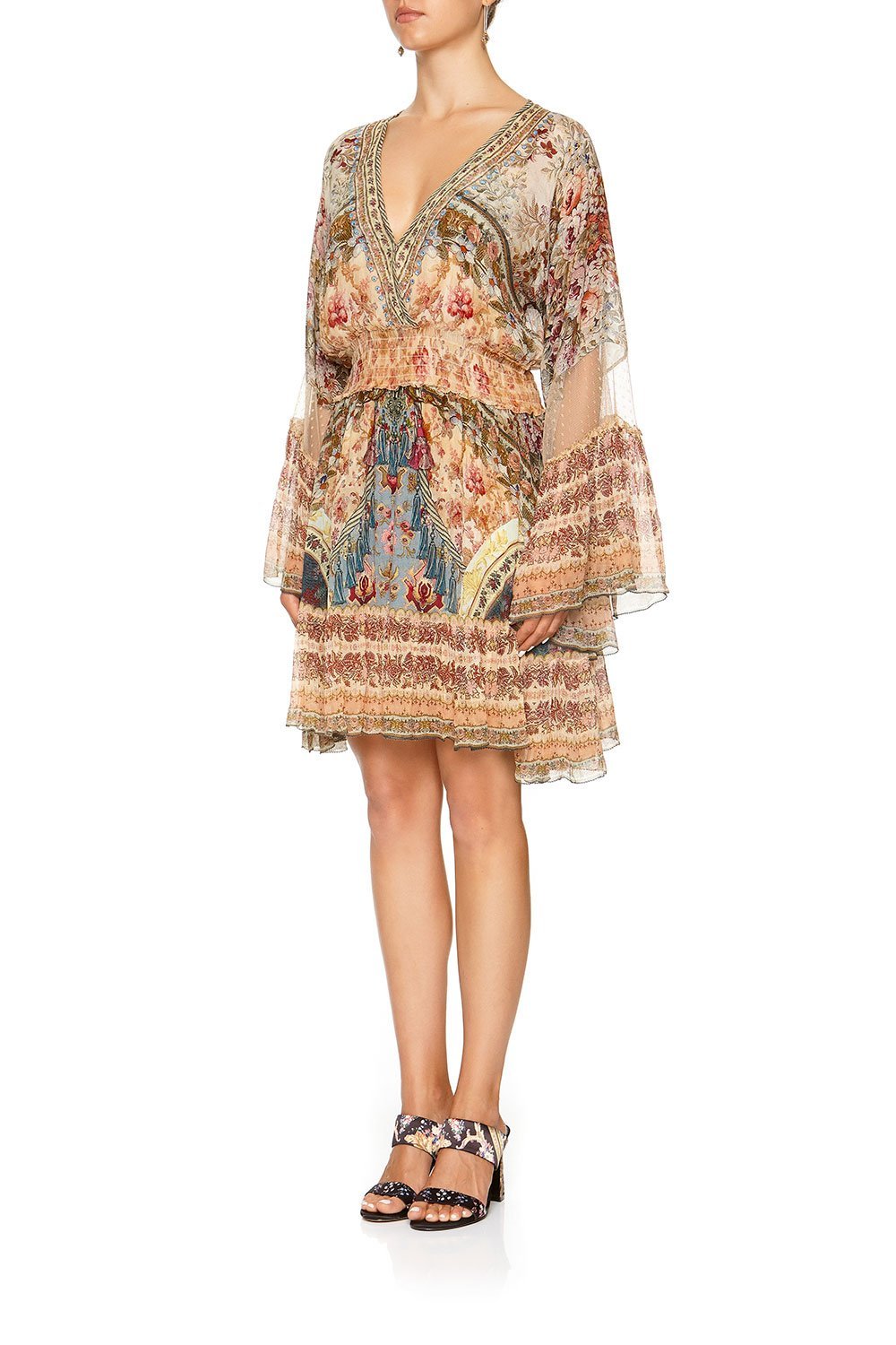 FLARED DRESS WITH SHIRRED WAIST JEANNE QUEEN