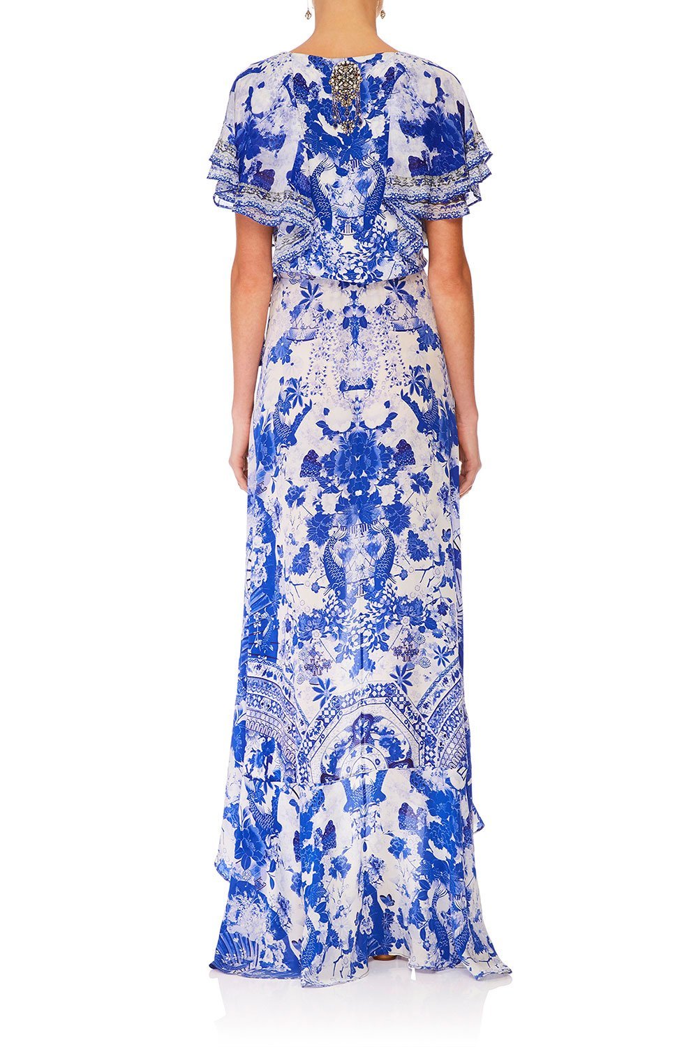 CAMILLA FRILL SLEEVE LONG DRESS THE FAN SEA